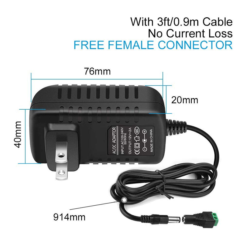  [AUSTRALIA] - inShareplus 12V Power Supply, 12 Voltage 2A 24W Switching Power Supply, Drive, Power Adapter, AC 110V to 12 Volt Power Supply for LED Strip Light with 5.5/2.1mm DC Female Barrel Connector 12V 2A