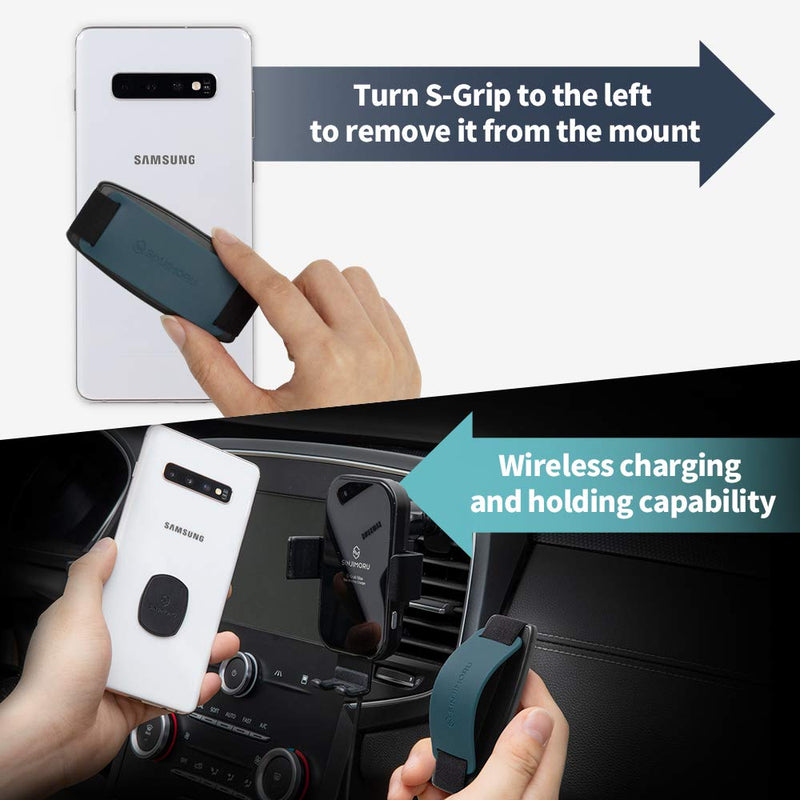  [AUSTRALIA] - Sinjimoru Detachable Phone Grip Kickstand for Wireless Charging Compatible Phone Finger Holder for iPhone 12 & Smartphones. Sinji Mount S-Grip Black