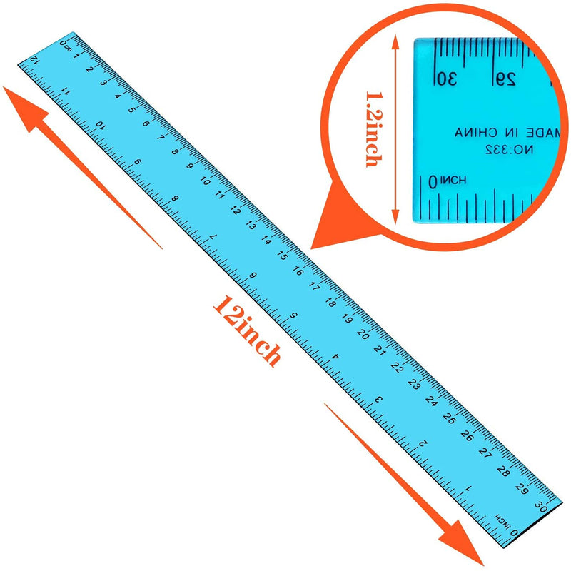  [AUSTRALIA] - Plastic Straight Rulers, Ruler 12 Inch, Rulers for Kids, Office Supplies Rulers, Plastic Measuring Tool for Student School & Home (Colorful, 5 Packs)
