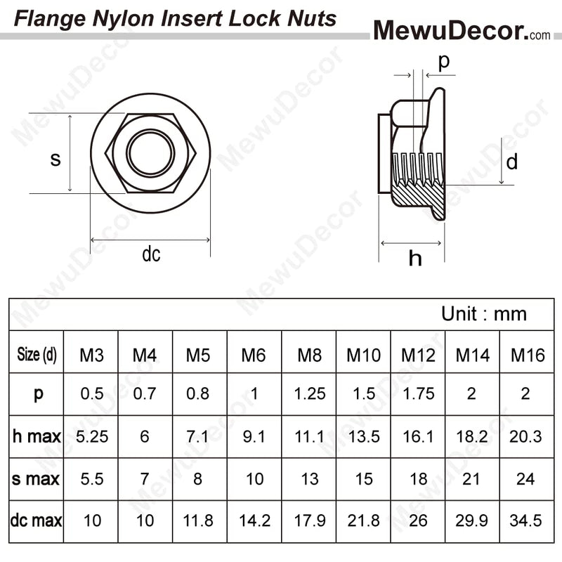  [AUSTRALIA] - M6-1.0 Flange Nylon Insert Lock Nuts Flanged Locknuts, DIN 6926, Stainless Steel 18-8 (304), Bright Finish, 25 PCS M6 (25 PCS)