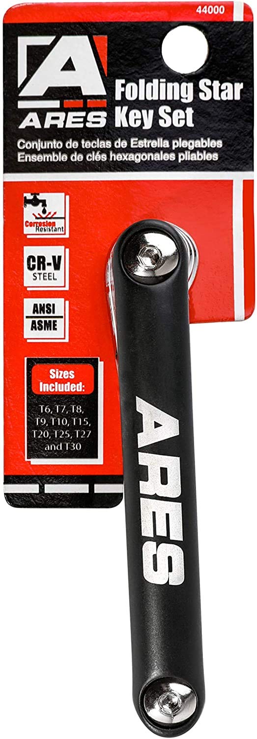  [AUSTRALIA] - ARES 44000-10-Piece Tamper-Proof Folding Star Key Set - Sizes Include T-6 to T-30 - Corrosion-Resistant CR-V Steel Construction