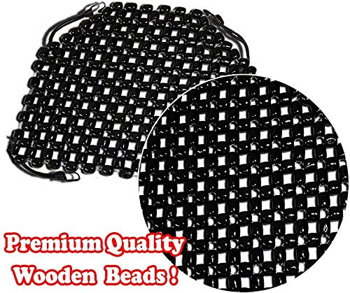  [AUSTRALIA] - Zento Deals Double Strung Wooden Beaded Ultra Comfort Massaging Seat Cover - Black Massaging Car Motorcycle Seat Cover for Ultimate Relaxation!