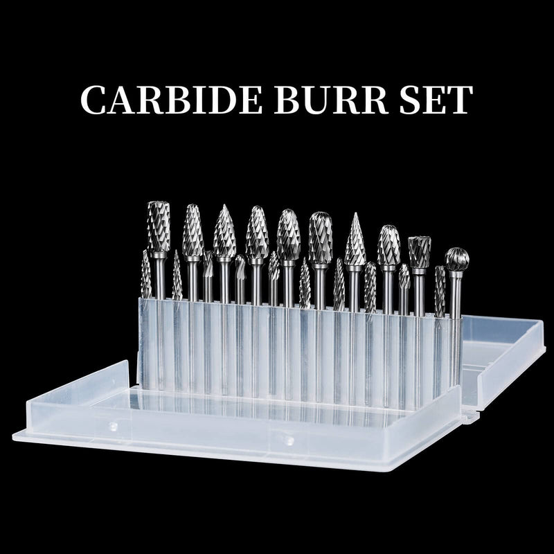  [AUSTRALIA] - Carbide Burr Set, Die Grinder Bits, 20 Pcs 1/8" Shank Double Cut Tungsten Carbide Rotary Burrs Set Compatible with Dremel for Metal Carving Wood Working Engraving Polishing 1/8" shank 20 PCS