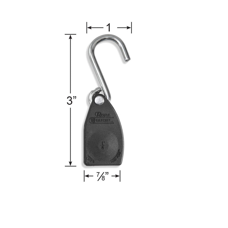  [AUSTRALIA] - Rope Ratchet 10001-12 1/8" Rope Hanger Tie Down Rope, with 6' Solid Braided Polyester Rope, 75lb Weight Capacity