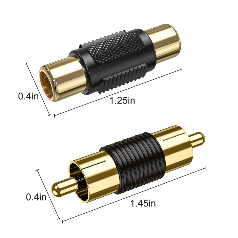  [AUSTRALIA] - RCA Coupler, 12-Pack RCA Female to Female and Male to Male Cable Extension Barrel Adapter Gold Plated Connector UIInosoo for Amplifier, Mixer, CD Player, Subwoofer, Speaker 6 Pairs