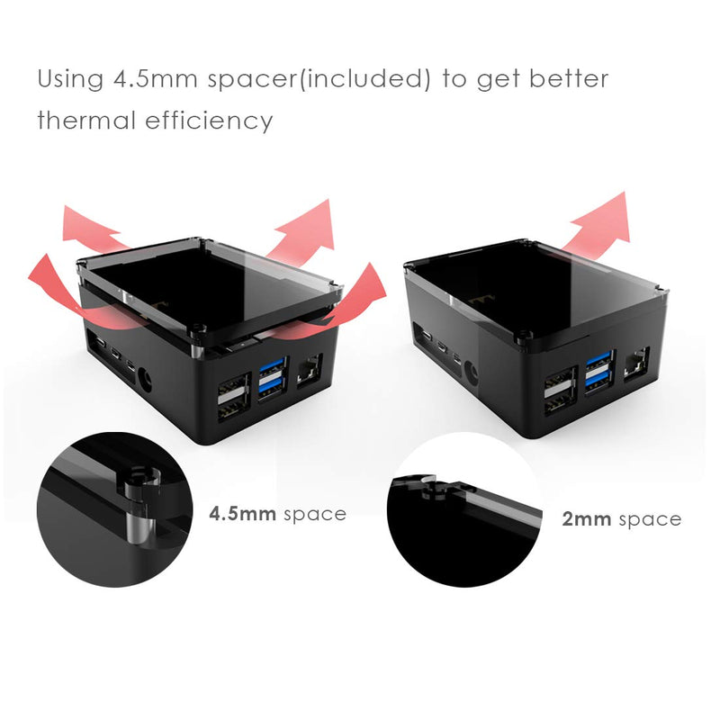  [AUSTRALIA] - anidees Aluminum Heat Sinks Pi Case with Silicone Thermal Pad for Raspberry Pi 4 Model B (AI-PI4-BB-PRO) Standard Black