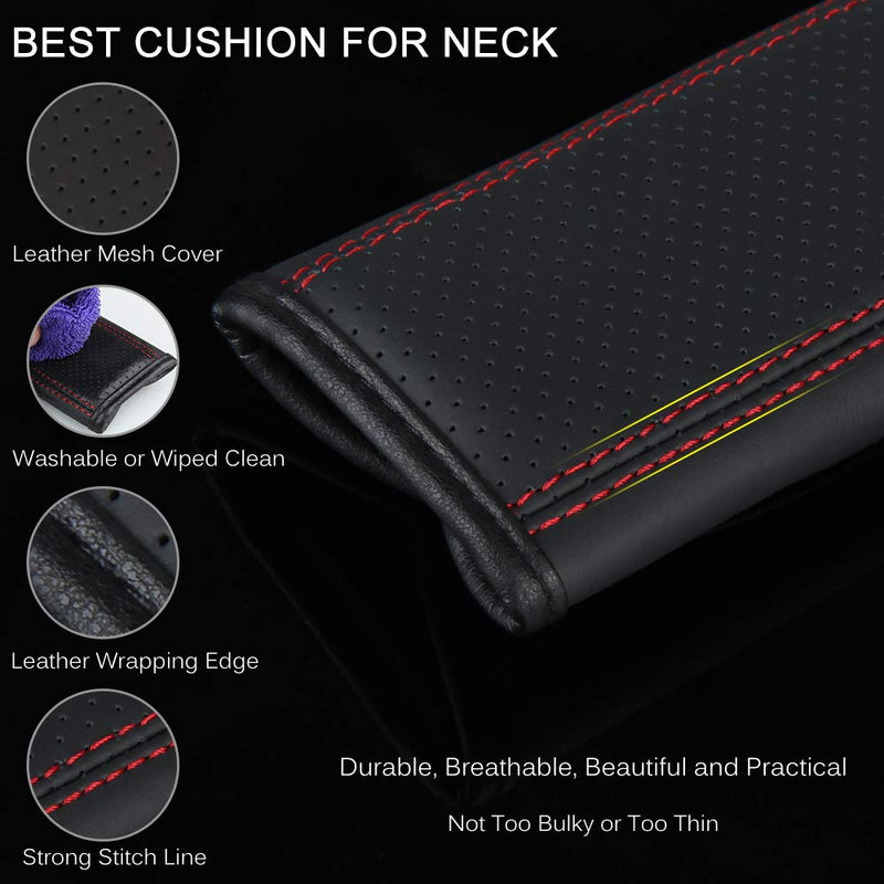  [AUSTRALIA] - Aukee Seat Belt Shoulder Pad, Soft Leather Car Safety Strap Covers Neck Mat for Comfortable Driving (2PCS)