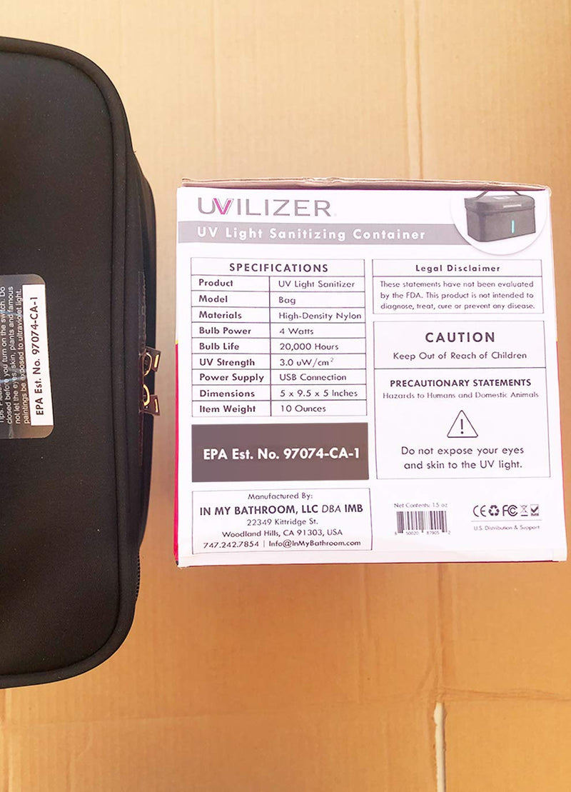  [AUSTRALIA] - UVILIZER Bag - UV Light Sanitizer & Ultraviolet Sterilizer Box (Portable UV-C Cleaner for Home, Car, Travel | UVC LED Disinfection Lamp for Phone, Keys, Baby Items | Kill Germs, Bacteria, Virus | USA)