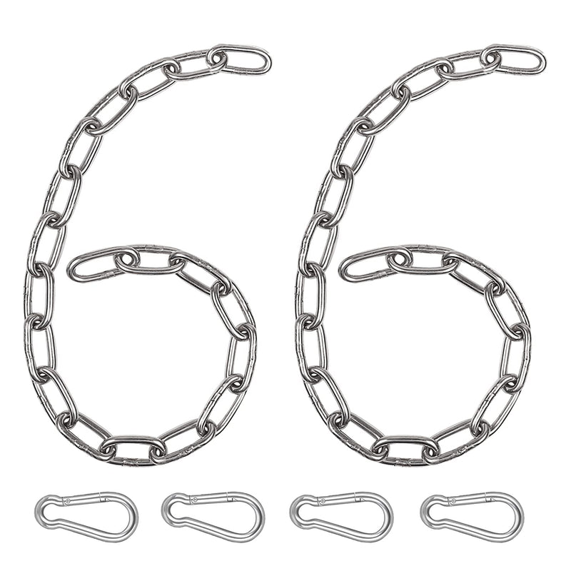  [AUSTRALIA] - Hammock Hanging Chain 2PCS Porch Swing Chain Hanging Chair Chain with 4 Carabiners Hammock Chair Hardware for Indoor Outdoor Playground Hanging Chair Hammock Chair Punching Bags(23") (2) 2