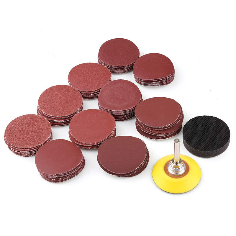  [AUSTRALIA] - 2 Inch Sanding Discs Kit, 100PCS 60-3000 Grit Sandpaper with 1/4" Shank Backing Plate and Soft Foam Buffering Pad, for Drill Grinder Rotary Tool, Hook and Loop Sand Paper Assortment Pack