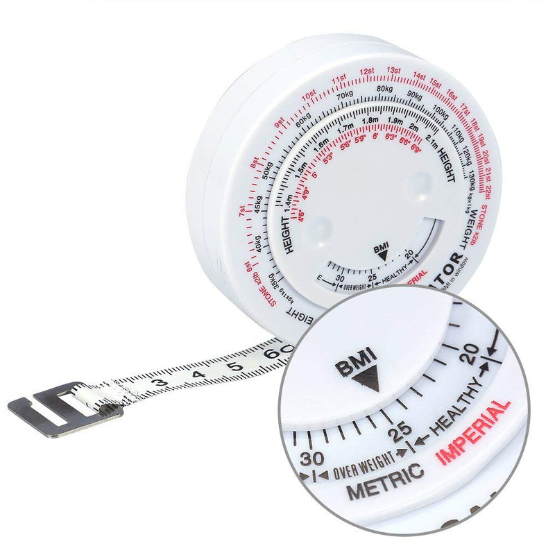  [AUSTRALIA] - BMI Body Mass Index Retractable Tape 150cm Measure Calculator Diet Weight Loss Tape Measures Tools