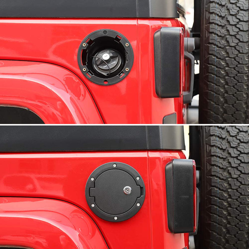  [AUSTRALIA] - JeCar Fuel Door Cover Locking Gas Cap Cover for 2007-2018 Jeep Wrangler JK & Unlimited