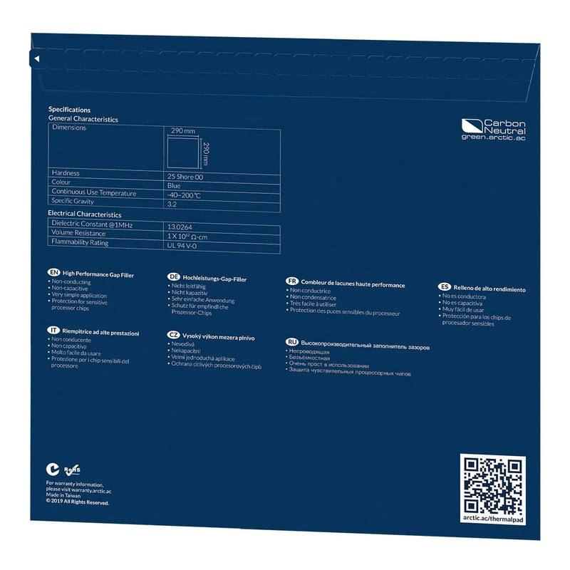  [AUSTRALIA] - ARCTIC TP-2 (APT2560): Performance Thermal Pad, 290 x 290 x 0.5 mm (1 Piece) - Thermal pad, Excellent Heat Conduction, Low Hardness, Ideal Gap Filler, Easy Installation, Safe handling - Blue