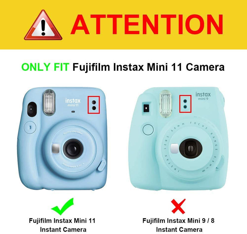  [AUSTRALIA] - Fintie Protective Clear Case for Fujifilm Instax Mini 11 Instant Film Camera - Crystal Hard Shell Cover with Removable Rainbow Shoulder Strap, Glittering Transparent