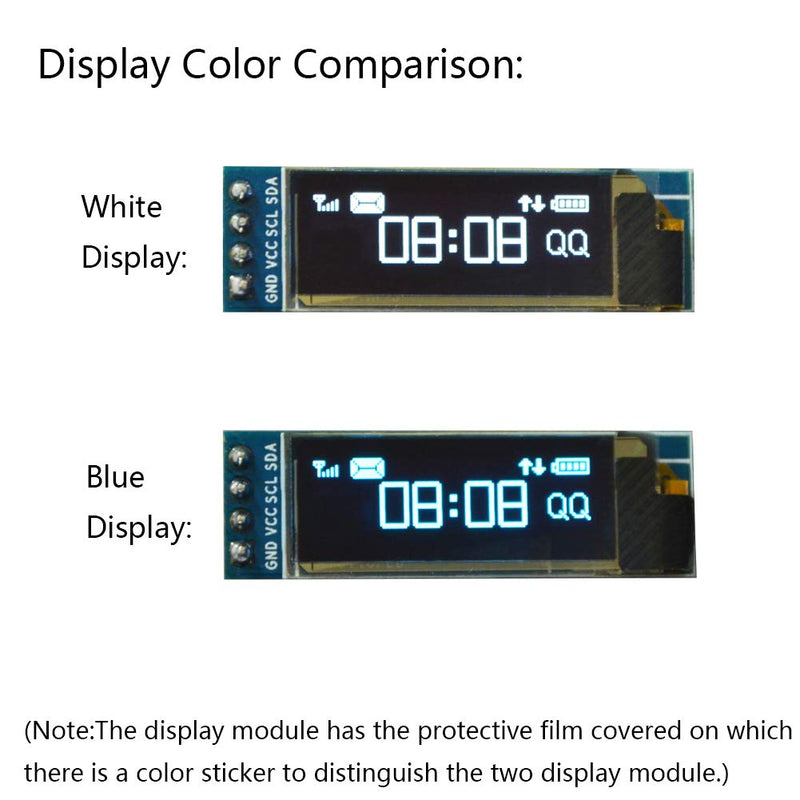  [AUSTRALIA] - Treedix 2pcs 0.91 inch OLED Display Module White Blue Color Display I2C Interface SSD1306 OLED Screen Driver DC 3.3V~5V Compatible with Arduino Raspberry Pi