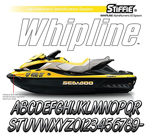  [AUSTRALIA] - Stiffie Whipline Silver/Black 3" Alpha-Numeric Registration Identification Numbers Stickers Decals for Boats & Personal Watercraft