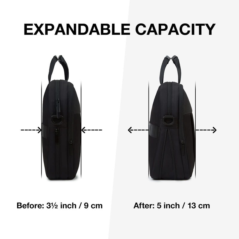  [AUSTRALIA] - 17.3 Inch Laptop Bag,LIGHT FLIGHT Expandable Briefcase for Men Women,Slim Laptop Case for Computer,Travel Business Bag,Black Black-17.3 Inch