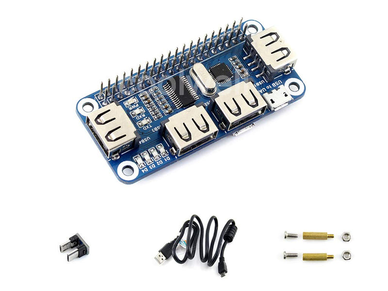  [AUSTRALIA] - Raspberry pi 4 Port USB HUB HAT Compatible with USB2.0 1.1 for Various Version of Raspberry Pi Perfectly Fit Zero/Zero W/Zero WH Serial Debugging Onboard USB to UART