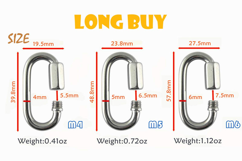  [AUSTRALIA] - Long Buy 10Pcs 316 Stainless Steel Quick Link 5/32"(4mm) - 1/4"(6mm) Marine Grade 3/16"(5mm)