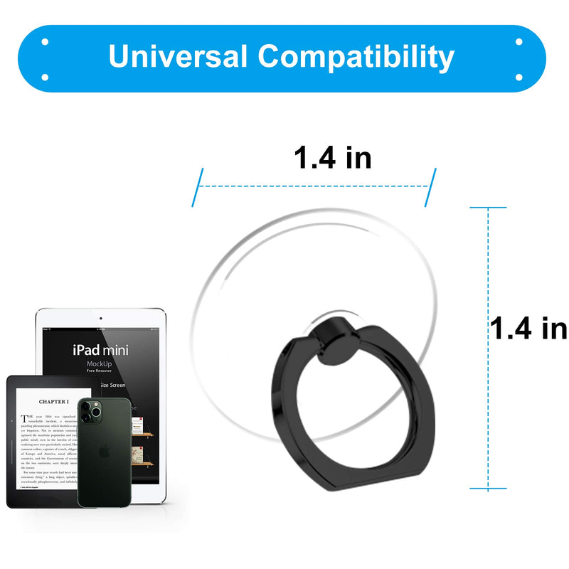 Jsoerpay Cell Phone Ring Holder, Transparent Phone Ring 360°Rotation Finger Ring for Phone, Clear Phone Ring Finger Kickstand Compatible with Most of Phones, Tablet and Case, (2 Silver+2 Black) - LeoForward Australia