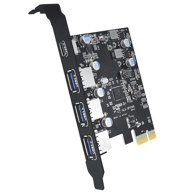  [AUSTRALIA] - PCI-E to USB3.0 Super Fast Expansion Card 4 Ports(1xUSB-C-3xUSB-A), PCI Express USB Add in Card, Internal Converter PCI Express Expansion Card for Desktop PC Card, Support WindowsXP/7/8/10 and MAC OS UP 3100