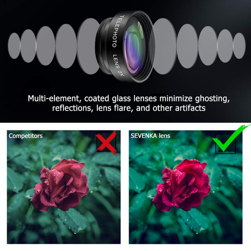  [AUSTRALIA] - Phone Camera Lens Kit, 11 in 1 Cellphone Lens Kit for iPhone and Android, 0.63X Wide Angle+15X Macro+ 198°Fisheye+Telephoto+CPL/Flow/Radial/Star/Soft Filter+Kaleidoscope Lens 11 in 1 Lens Kit