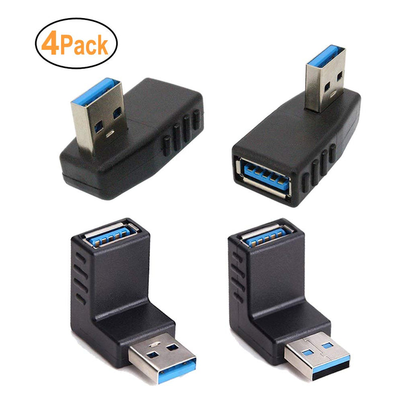  [AUSTRALIA] - 4PCS USB 3.0 Adapter Couplers 90 Degree Male to Female,USB Connector Extender Plug Coupler Extender - Including Left,Right,Up,Down Angle Adapter