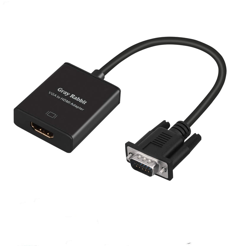  [AUSTRALIA] - VGA to HDMI, GrayRabbit 1080P VGA to HDMI Adapter (Male to Female) for Computer, Desktop, Laptop, PC, Monitor, Projector, HDTV with Audio Cable and USB Cable (Black)