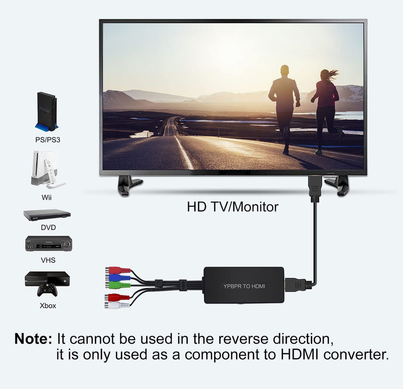  [AUSTRALIA] - Component to HDMI Converter YPbPr to HDMI Converter, 5RCA/RGB to HDMI Converter Supports 1080P/720 for DVD, VCD, PSP, PS2, Xbox 360, Nintendo NGC to New HDTV Monitor or Projecto. Component to HDMI Converter