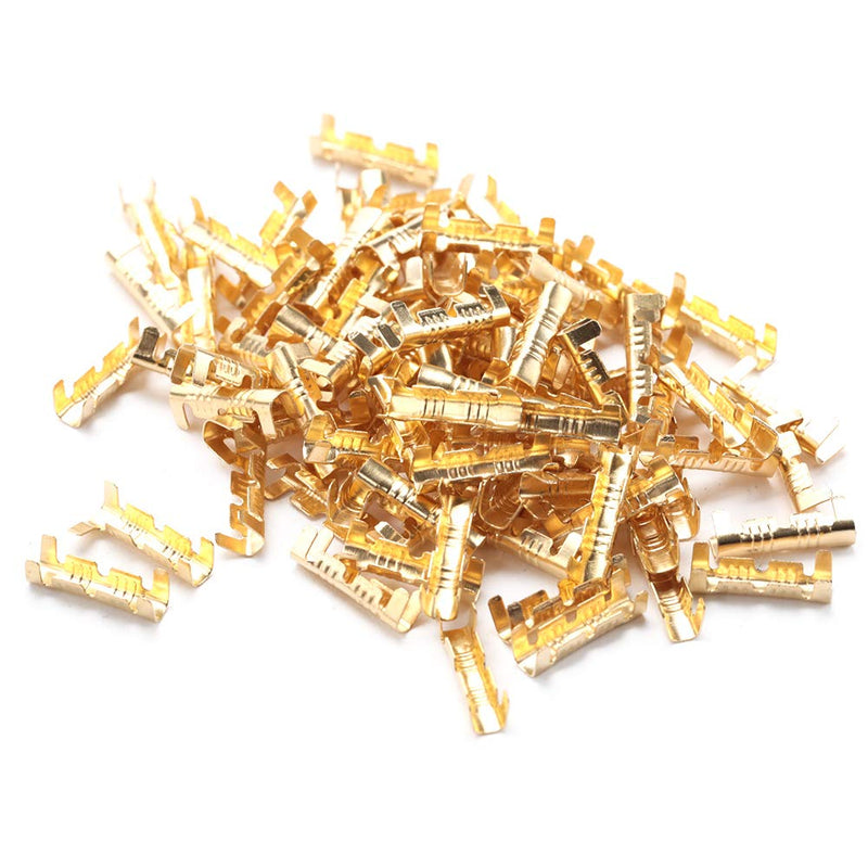  [AUSTRALIA] - Jeanoko U Shape Brass Wiring Terminal Quick Wiring Terminals Crimp Kit Brass Crimp Terminal Cable Wire Spade Line Pressing Button 100pcs for Lines of 0.5-1.5m Square