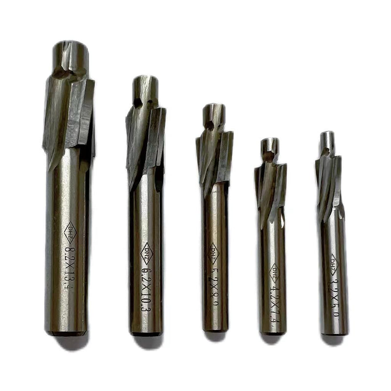  [AUSTRALIA] - 5pcs Counterbore Drill Bits Set,High-Speed Steel M3-M8 4 Flutes HSS-AL Straight Shank Counterbore End Mills for Copper Aluminum Steel Cast Iron