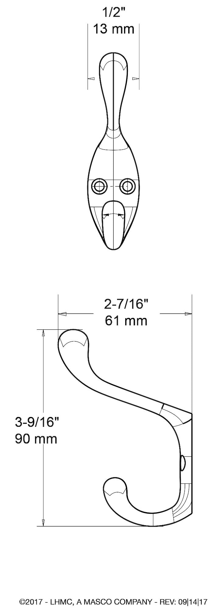 Liberty B42302Q-FB-C5 3-Inch Heavy Duty Coat and Hat Hook, Flat Black - LeoForward Australia