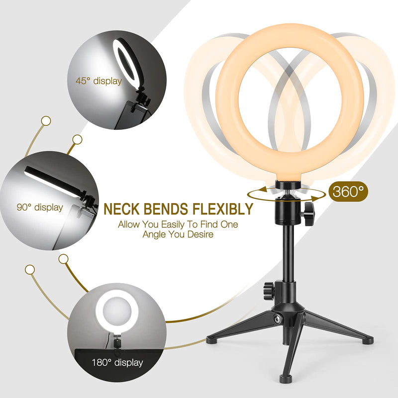  [AUSTRALIA] - Video Conference Lighting Kits, 6” LED Selfie Ring Light with Tripod Stand, Clip on Laptop Monitor for Webcam Lighting/Zoom Lighting/Remote Working/Self Broadcasting/Live Streaming