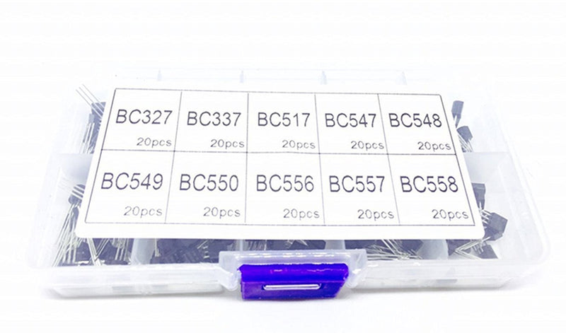 DollaTek 10Values 200PCS NPN PNP Power Transistor Assortment Assorted Kit BC327-BC558 with Clear Plastic Box - LeoForward Australia
