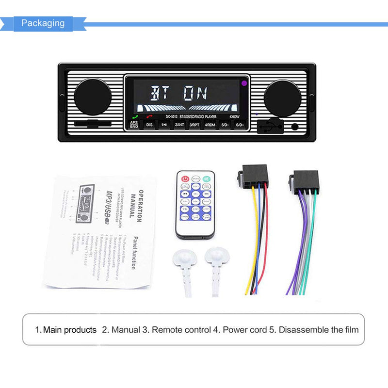 PolarLander 12V Bluetooth Car Stereo,4x45W Car Audio FM Radio, MP3 Player USB/SD/AUX Hands Free Calling with Wireless Remote Control - LeoForward Australia