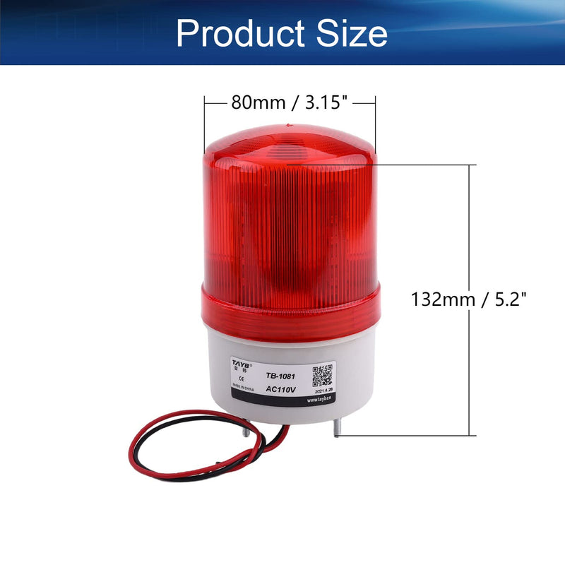  [AUSTRALIA] - Bettomshin 1Pcs Rotating Warning Light Bulb, 110V DC 2W, Industrial Signal Tower No Buzzer Alarm Indicator Lamp for Construction Freight Works Red 110V Red