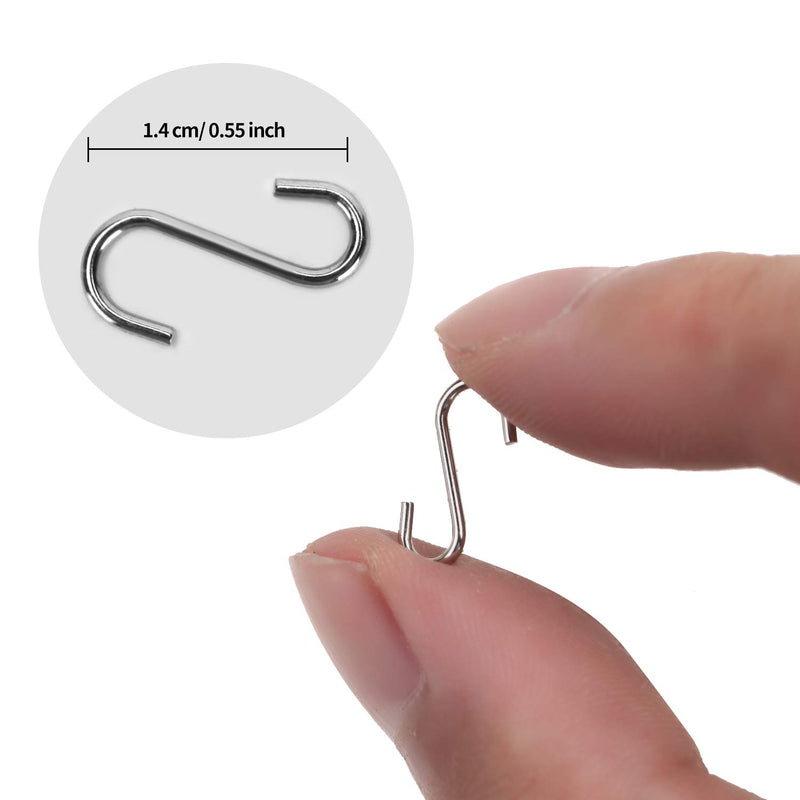 Senkary 100 Pieces 0.55 Inch Length Mini S Hooks Small S Hooks Connectors Metal S-Shaped Hangers for Crafts, Jewelry and Hanging (Silver) Silver - LeoForward Australia