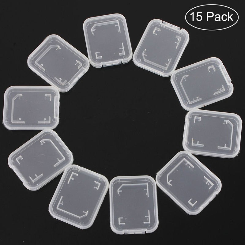 NUOMI 15Pcs SD/SDHC Memory Card Case Holder, Standard SD Plastic Storage Boxes, Clear Compact - LeoForward Australia