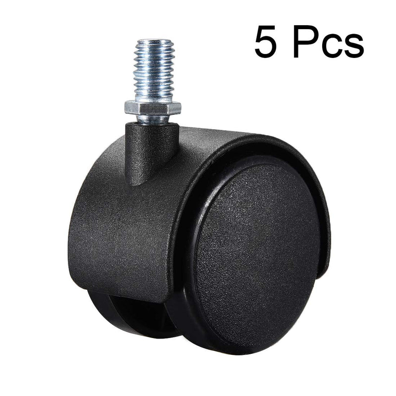  [AUSTRALIA] - uxcell Furniture Casters 2 Inch Nylon M10 x 15mm Threaded Stem Swivel Caster Wheels, 38lb Capacity Each Wheel, 5 Pcs