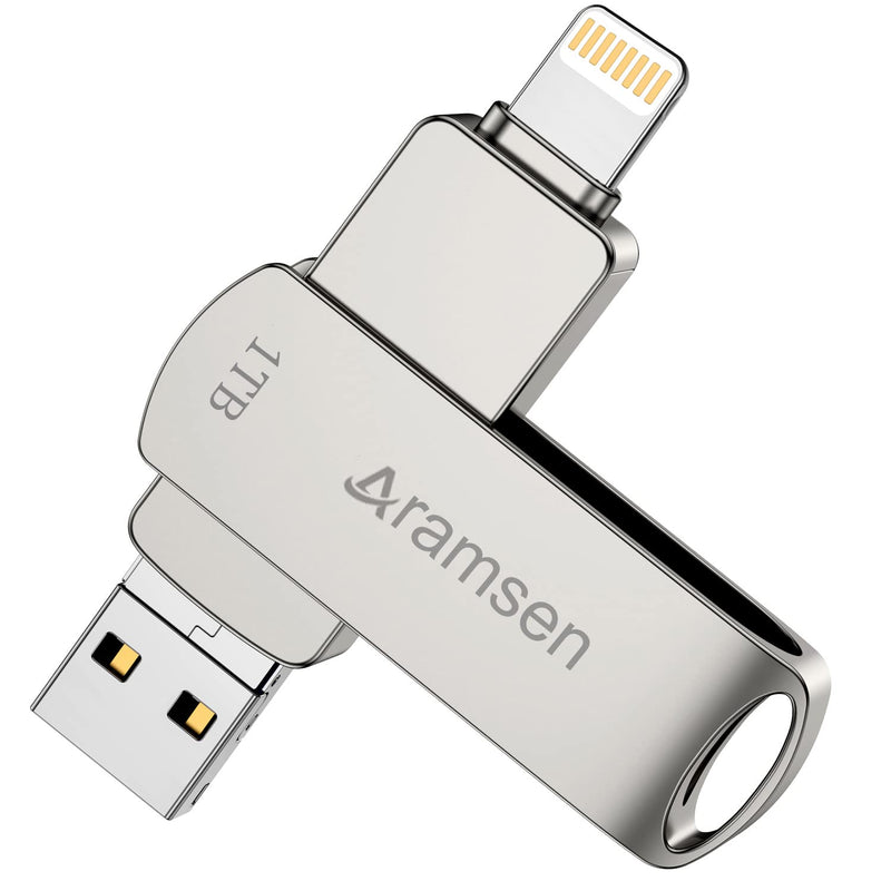  [AUSTRALIA] - Flash Drive 1TB Phone Photo Stick, Aramsen USB 3.0 Flash Drive Photo Stick Memory Stick External Storage for iPhone/iPad/Android/PC-SL. New-1TB silver