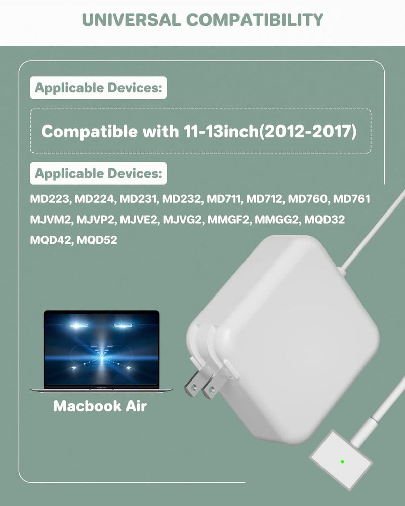  [AUSTRALIA] - Mac Book Air Charger, Replacement 45W 2T-Tip Power Adapter Charger for Charging Mac Book Air 11-inch and 13-inch After Mid 2012