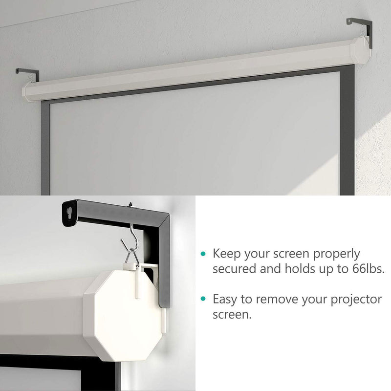  [AUSTRALIA] - Universal Projector Screen L-Bracket Wall Hanging Mount 6 inch Adjustable Extension with Hook Manual, Spectrum and Perfect Screen Placement up to 66 lbs, 30kg (PSM001-B), Black