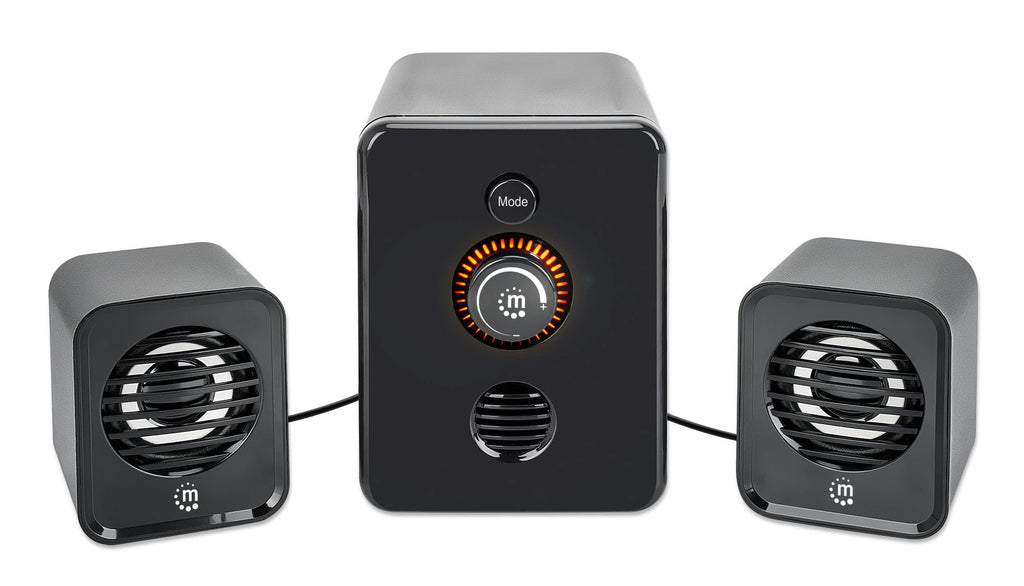  [AUSTRALIA] - Manhattan Bluetooth USB Powered Stereo Speaker System - with Subwoofer and 2 Satellite Speakers, 3 Audio Connection Modes - for Computer, PC, Laptop, Desktop - 3 Yr Mfg Warranty - Black - 167345
