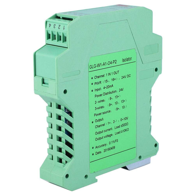  [AUSTRALIA] - DC signal conditioner, DC 24V D current signal isolator transmitter 4-20 milliamperes PLC detection signal conditioner (1 in 1 out, 4-20mA to 0-10V)