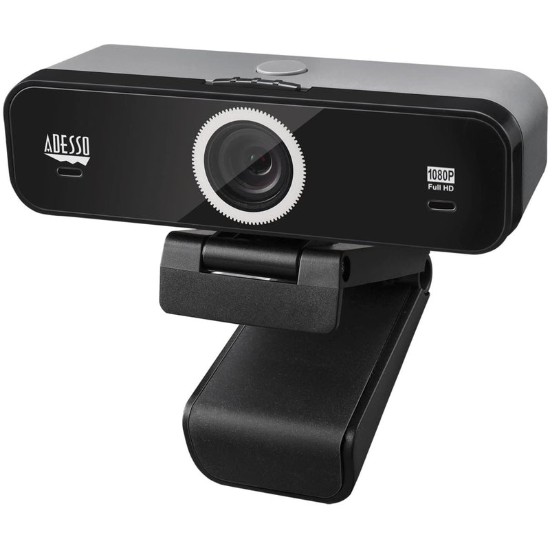  [AUSTRALIA] - Adesso CyberTrack K1 1080P Full HD Fixed Focus USB Webcam with Adjustable View Angle Built-in Dual Microphones, Privacy Shutter, Audio/Video Mode Privacy ON/Off Switch & Tripod Mount