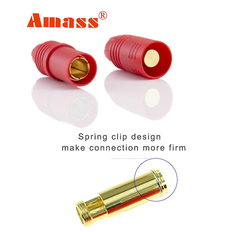  [AUSTRALIA] - 8pcs Amass AS150 7mm Banana Bullet Connector Anti-Spark Gold Plated Male Female for RC FPV Lipo Battery ESC Charge Lead