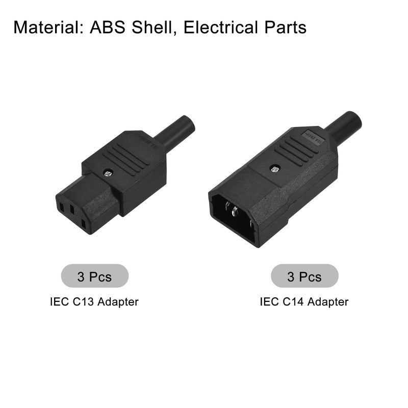  [AUSTRALIA] - uxcell 3pcs IEC320 C13, 3pcs C14, AC 250V 10A Power Adapter Connector