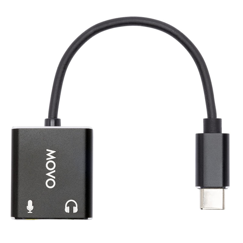  [AUSTRALIA] - Movo USBC-AC2 3.5mm to USB-C Stereo Audio Adapter - External Sound Card for PC, Mac, Android - 3.5mm TRS Headphone Jack and Audio Jack to USB-C Connector - Aux to USB-C Mic Adapter for Gaming Speakers