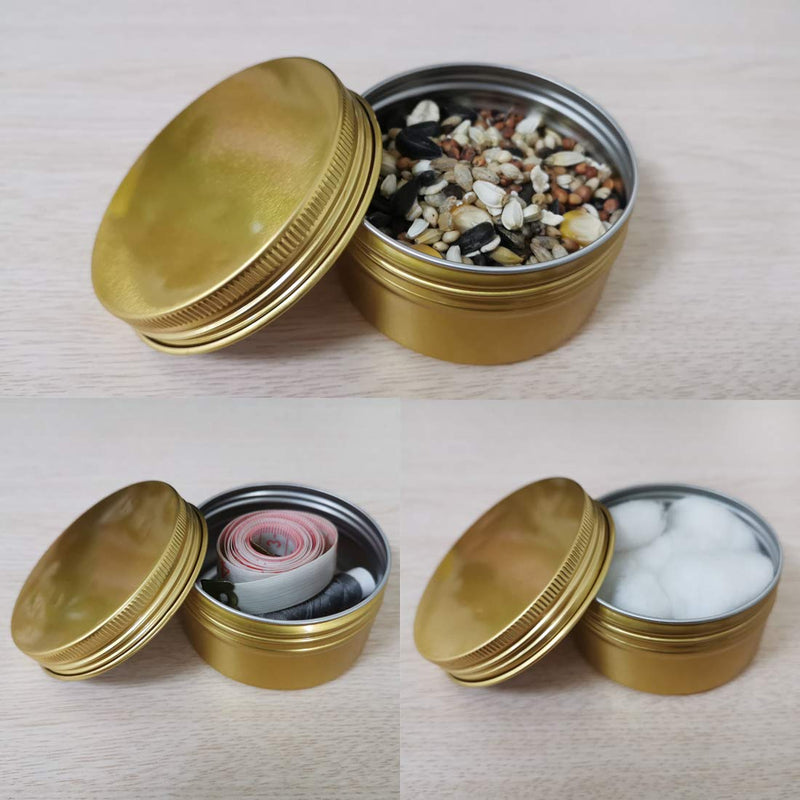  [AUSTRALIA] - uxcell 2.7oz Round Aluminum Cans Tin Screw Top Metal Lid Containers Gold Tone 80ml 3pcs