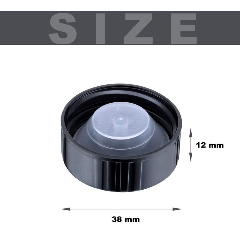  [AUSTRALIA] - 24 Pieces 38mm Poly Seal Screw Caps Growler Caps Plastic Lids Amber Boston Round Glass Beer Bottles Poly Cone Cap Brewing Wine Jug Cap Fits Most 1/2 and 1 Gallon Jugs (Black)